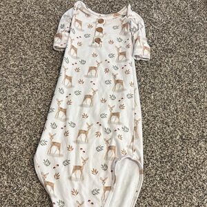 Kids White Deer Print Sleep Gown - Neutral Forest Pajama
